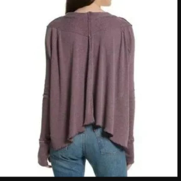 Free People We The Free Oceanview top in Wine, size L - Picture 3 of 10